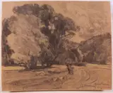 Sul fiume Prahova by Ludovico Tommasi, 1914, charcoal on paper, offered Mar 2021