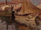 Barche by Carlo Domenici, oil on cardboard, offered Mar 2021