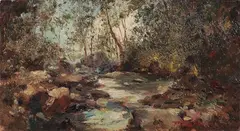 Il torrente by Ferruccio Rontini, 1944, oil on tavoletta, offered Mar 2021