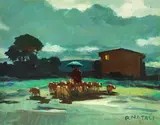 Gregge by Renato Natali, oil on compensato, offered Mar 2021