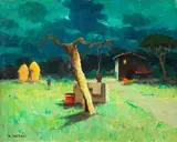 Notturno by Renato Natali, oil on canvas board, offered Mar 2021