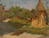 Pompeo Massani, Pagliaio, oil on cardboard