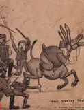 Giovanni Baldwin, La cacciata del Turco dall'Europa, pencil and ink on paper