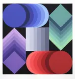 Victor Vasarely, Italia 90, screenprint a colori