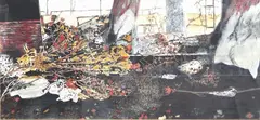 Momento nello studio by Giuseppe Banchieri, 1985, mixed media on paper applicata on faesite, offered Jul 2020