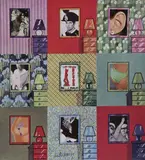 Michele Perfetti, Interni con figure, 1975, collage on card