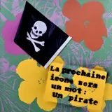 Julien Blaine, A.W. Pirate, 1996, collage and spray on una screenprint di Andy Warhol