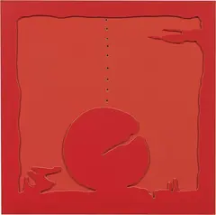 Concetto Spaziale - Teatrino (rosso) by Lucio Fontana, 1968, Quattro fogli di cartone ritagliati e incollati assieme per formare un rilievo, offered Jun 2020