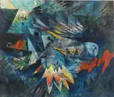 Gianni Dova, Volo di uccello in palude, 1964, oil on canvas