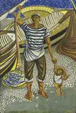 Giuseppe Migneco, Pescatore, 1951, oil on faesite