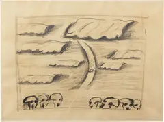 Enzo Cucchi, Senza titolo, 1999, charcoal and pencil on paper