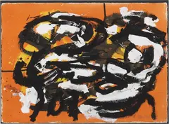 Composition by Karel Appel, 1957, gouache on card, offered Jun 2020