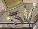 Filippo de Pisis, Natura morta con melanzane e sgombri