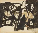 Afro Basaldella, Senza titolo, 1968, oil and collage on paper applicata on canvas