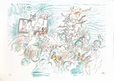 Roberto Sebastian Matta, Cartella con cinque grafiche, 1976, lithograph a colori