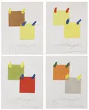 Collage by Aldo Mondino, acrylic and collage on quattro fogli applicati on pannello, offered Jun 2020