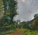 Alfredo Meschi, Viottolo in giardino, 1933, oil on cardboard