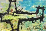 Vanni Spazzoli, Paura di volare, oil on card applicato on cardboard