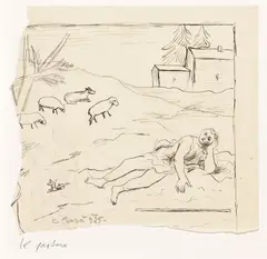 Il pastore by Carlo Carrà, 1925, inchiostro and pencil on paper, offered Jun 2020