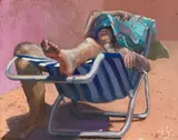 Paul Beel, Figura sulla sdraio, 2000, oil on canvas