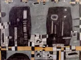 Mieczysław Wejman, Composizione, mixed media on cardboard