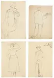 Fillide Levasti, Quattro studi di figura, pencil on paper