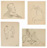 Fillide Levasti, Quattro studi di figura, pencil on paper