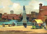 Livorno by Renato Natali, oil on compensato, offered May 2020