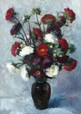 Corrado Michelozzi, Garofani, oil on compensato