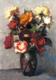 Corrado Michelozzi, Rose, oil on compensato