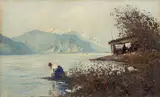 Ferruccio Rontini, Lavandaia, 1939, oil on compensato