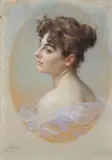 Georg Fritz Papperitz, Figura di donna, pastelli on cardboard