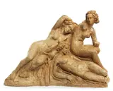 Gustave Fontaine, Tre figure femminili, Scultura in gesso dipinto