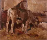 Mucca che mangia by Ludovico Tommasi, oil on cardboard, offered May 2020