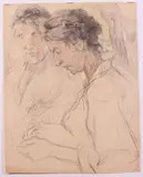 Due figure by Ludovico Tommasi, charcoal and pastel on paper, offered May 2020