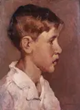 Profilo di ragazzo by Ludovico Tommasi, oil on cardboard, offered May 2020