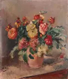 Ennio Pozzi, Vaso di fiori, oil on canvas