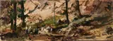 Ludovico Raymond, Sosta in montagna, oil on cardboard