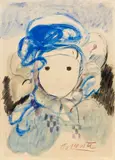 Antonio Possenti, Volto, mixed media on paper applicata on card