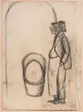 Venditore ambulante (Il pandiramerinaio) by Ottone Rosai, 1919, pencil on paper, offered May 2020