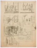 Atanasio Soldati, Foglio di studi, 1946, pencil on paper