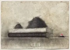 Libri vani by Vilmore Armodio Schenardi, 2002, mixed media on card, offered May 2020
