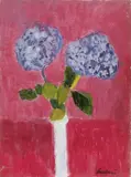 Enrico Paulucci, Ortensie, fondo rosso