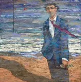 Giampaolo Talani, L'uomo nel vento, 2002, oil and tempera on compensato
