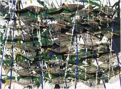 Senza titolo by Arman, 2002, accumulazione di sabot on canvas tesa on panel and colore, offered May 2020
