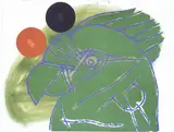 Sentinella due punti by Concetto Pozzati, 1999, oil on paper, offered May 2020