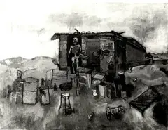 La spiaggia di Moneglia (Barche II) by Carlo Carrà, 1924, etching on rame, offered Mar 2020