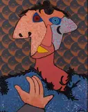 Enrico Baj, Personaggio, screenprint on tessuto