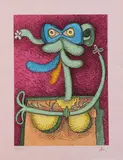 Enrico Baj, Dama, etching a colori