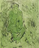 Sandro Chia, Ragazza seduta, etching a colori